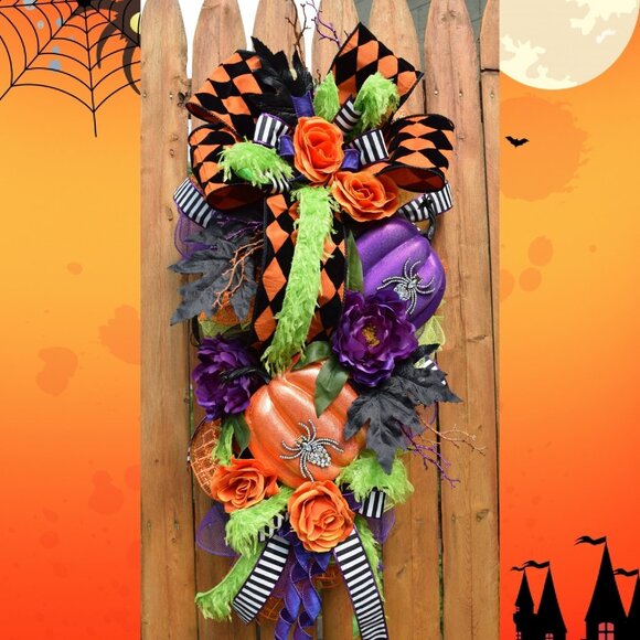 Halloween Wreath, Halloween Door Wreath, Halloween Front Door Wreath, Fall Decor - Picture 1 of 10